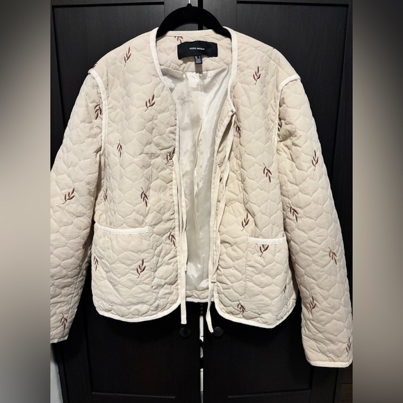 Vero Moda tie front quilted short jacket in cream, size L - Picture 2 of 6